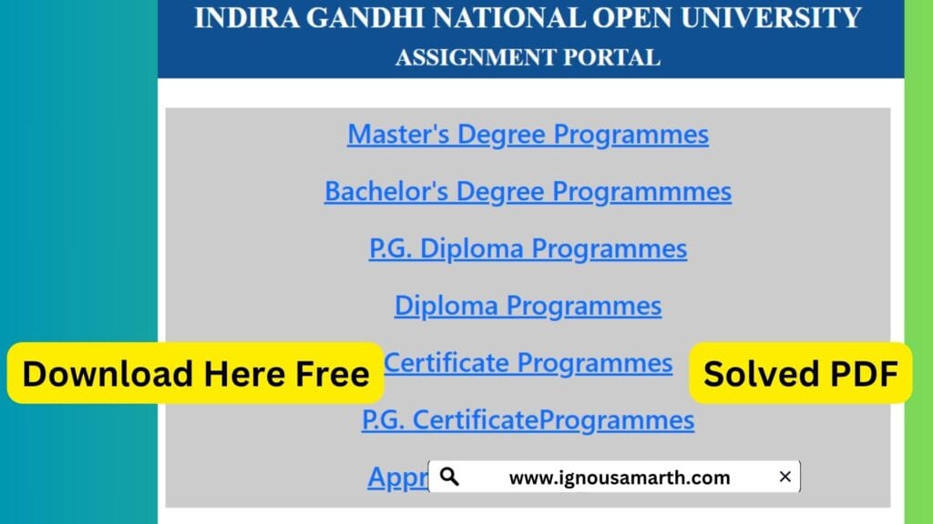 IGNOU Assignment Question Paper 2025 – Download All Courses PDF