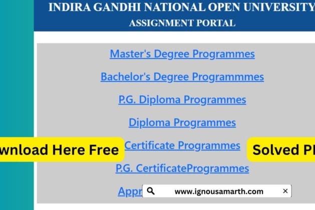 IGNOU Assignment Question Paper 2025 – Download All Courses PDF