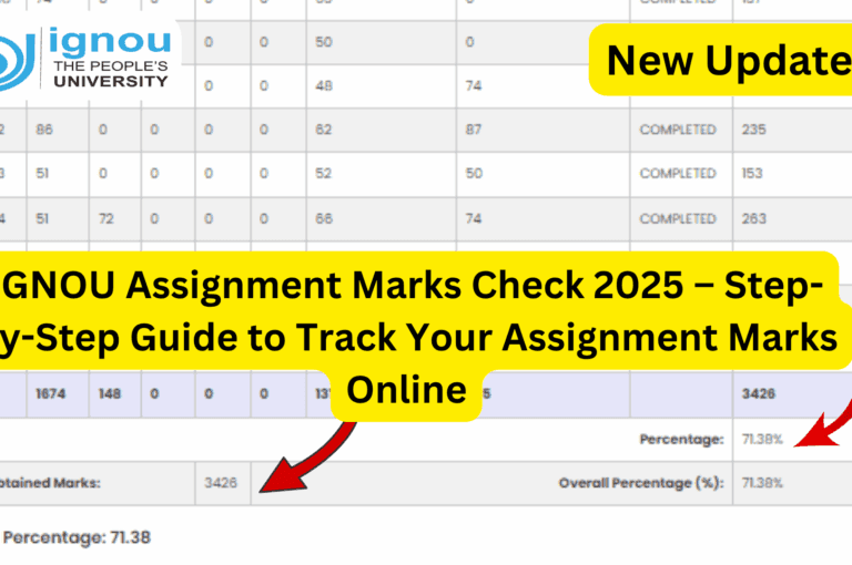 IGNOU Assignment Marks Check 2025 – Step-by-Step Guide to Track Your Assignment Marks Online