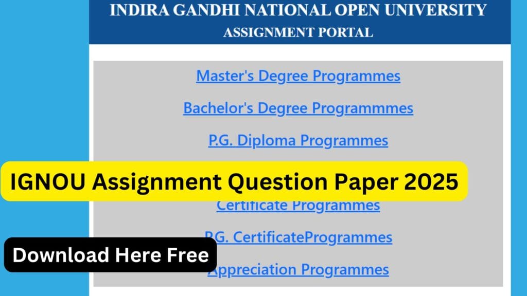 IGNOU Assignment Question Paper 2025 – Complete Guide for Students