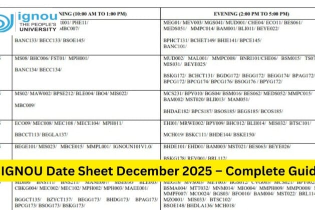 IGNOU Date Sheet December 2025 – Complete Guide