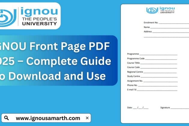 IGNOU Front Page PDF 2025 – Complete Guide to Download and Use