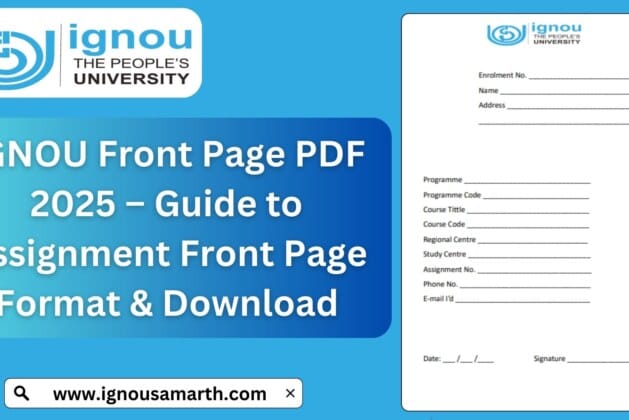 IGNOU Front Page PDF 2025 – Guide to Assignment Front Page Format & Download