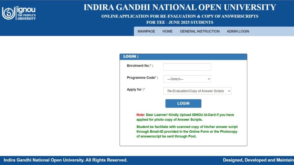 IGNOU Revaluation Form 2025 – Complete Guide for Students
