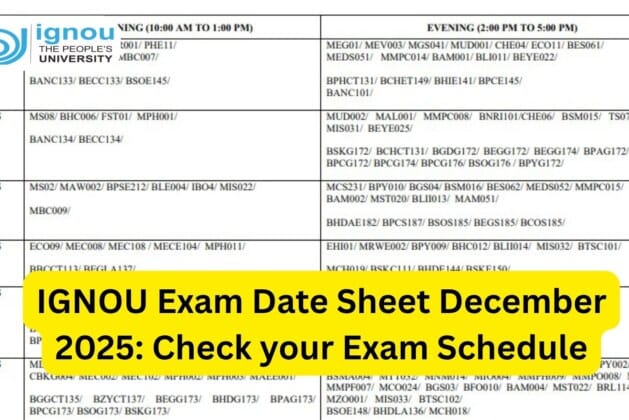IGNOU Exam Date Sheet December 2025: Complete Guide to the Term-End Examination Schedule